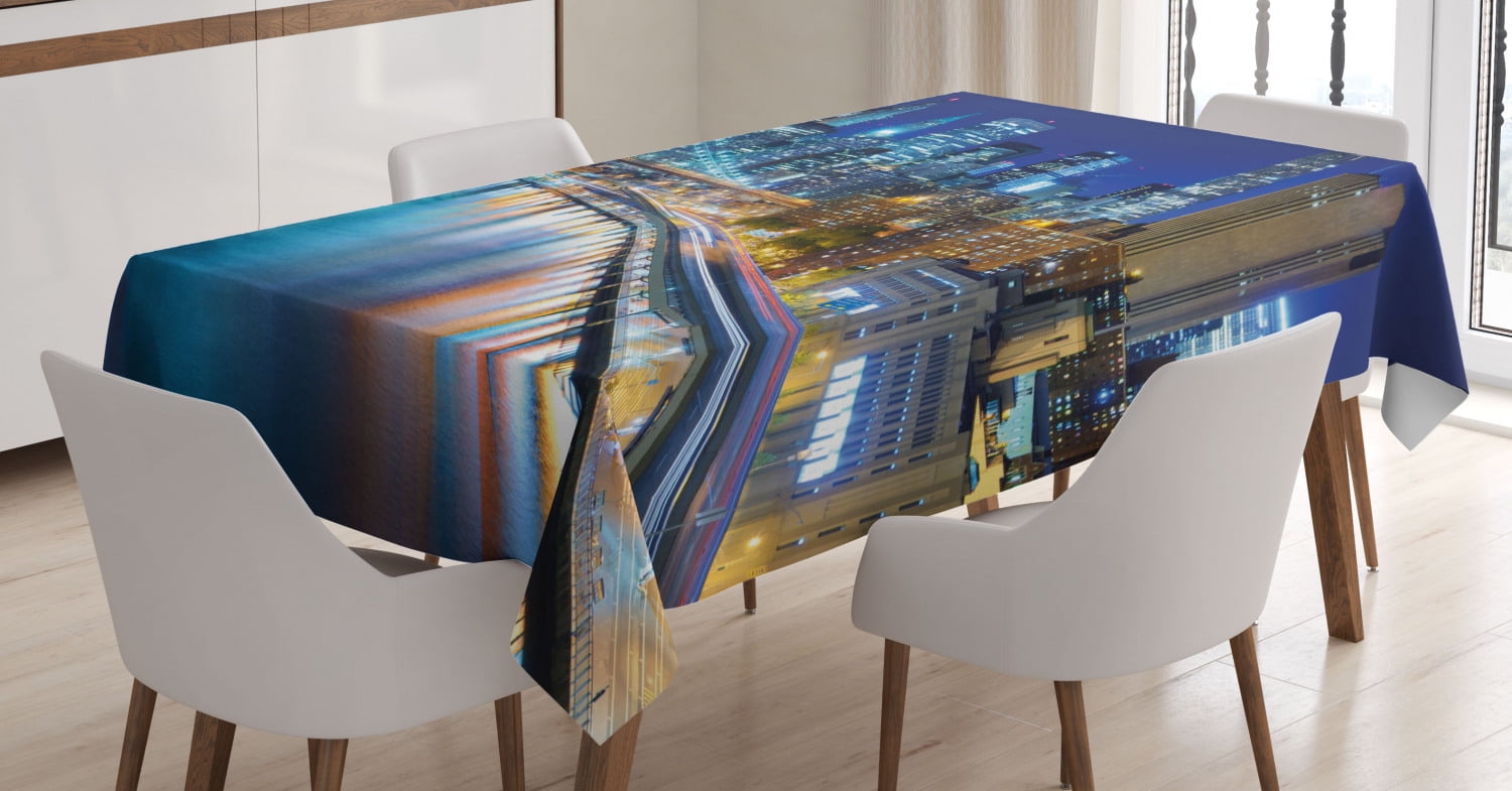 Landscape Tablecloth, View of New York City Manhattan Bay Harbour at ...