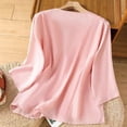 thumbnail image 4 of Lpmadey Boho Tops for Women Retro 3/4 Sleeve Embroidered Flowy Lightweight Cotton Linen Top Peasant Blouse, 4 of 7
