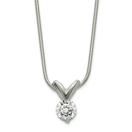 - 925 Sterling Silver Cubic Zirconia Cz Pendant Chain Necklace 18 Inch Charm For Women