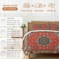 thumbnail image 6 of Red Vintage Boho Bedding Duvet Cover Set King Size 4 Pieces Luxury Traditional Tribal Art Bedding Set with Zipper Closure, 1 Comforter Cover 92x106 Inches 1 Flat Sheet & 2 Pillow Cases, 6 of 7