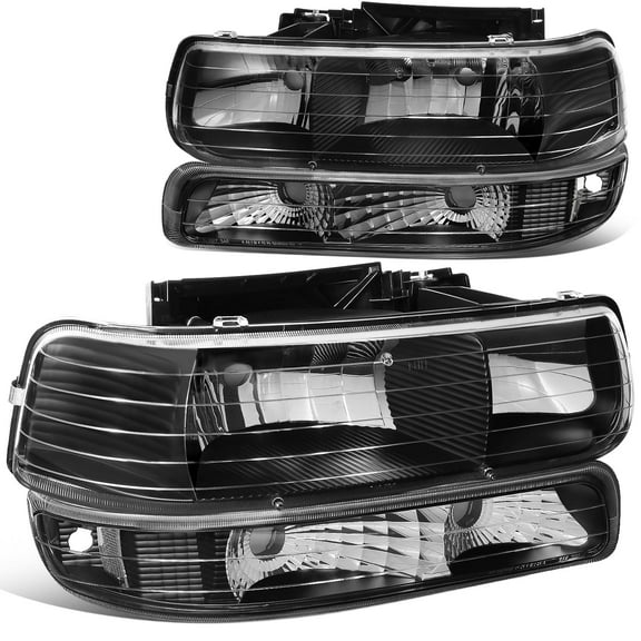 DNA Motoring For 99-02 Silverado 00-06 Suburban Tahoe Headlight Bumper Parking Lamps Black Clear