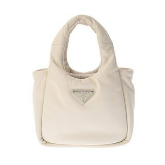 Pre-Owned PRADA Padded Mini Tote Bag, 2-Way, White, 1BA359, Women's Leather Handbag (Good)