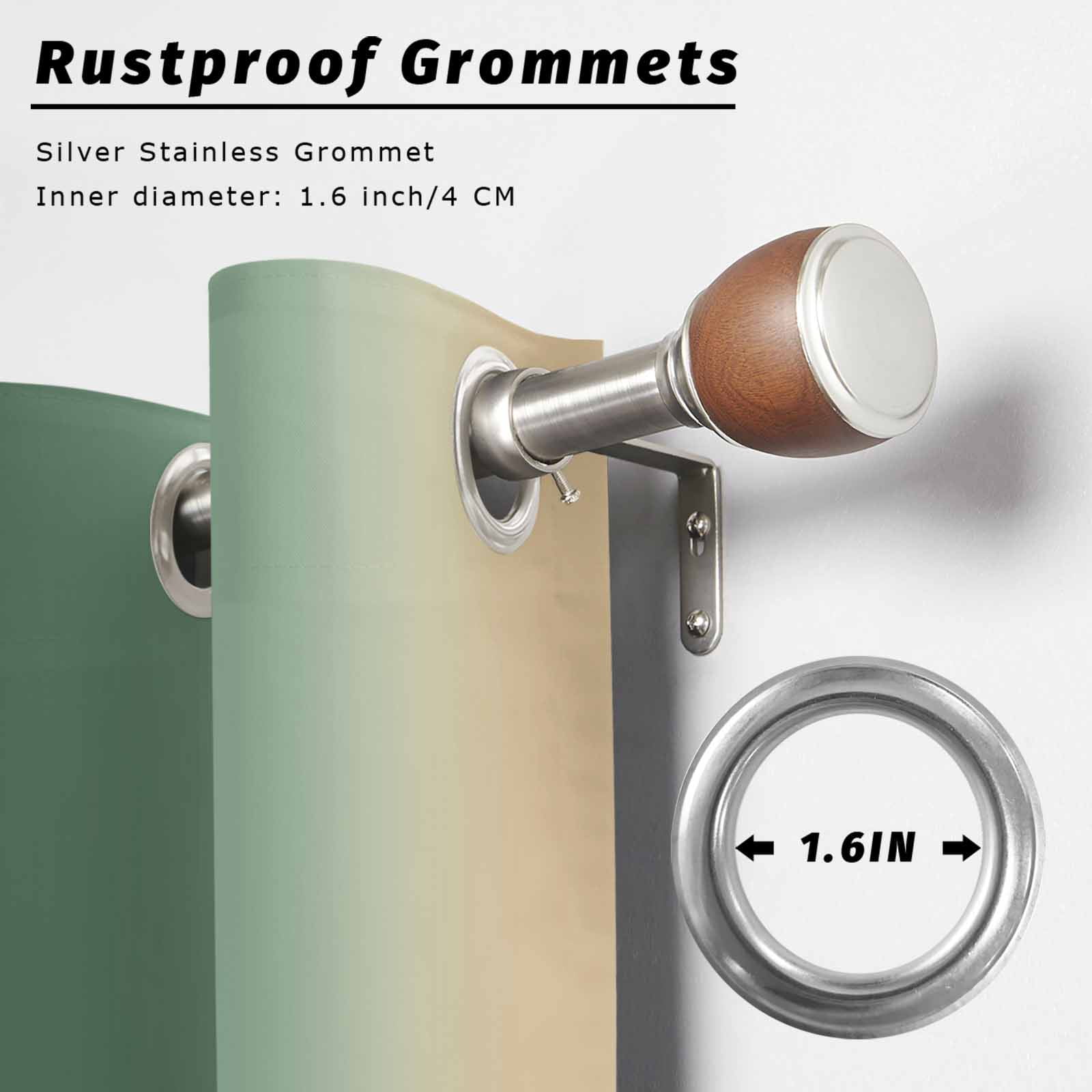 Outdoor Curtains for Patio Waterproof, Sage Green Yellow Ombre Windproof Pravicy Outside Porch Blackout Curtain, Farmhouse Modern Gradient Art Sun Blocking Grommets Curtains for Cabana 54"x108"