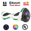 "Hoverboard Two-Wheel Self Balancing Electric Scooter 6.5"" UL 2272 Certified with Bluetooth Speaker and LED Light (WHITE)"