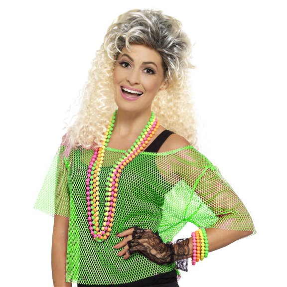Fishnet Top Adult Neon Green 1980s Small Medium Female Fancy Dress Party Book Week Halloween
