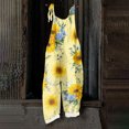 thumbnail image 7 of JULMCOMO Cotton Linen Jumpsuits for Women Pull On Floral Print Scoop Neck Comfy Loose Fit Rompers Tie Strap Vintage Casual Summer Overalls Yellow 2XL, 7 of 7