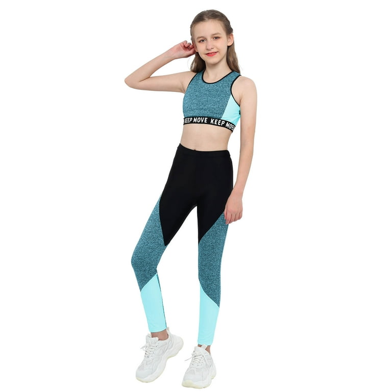 2Pcs Women's Sport Gym Yoga Vest Bra Sports Legging Pants Blue Outfit Wear  Set