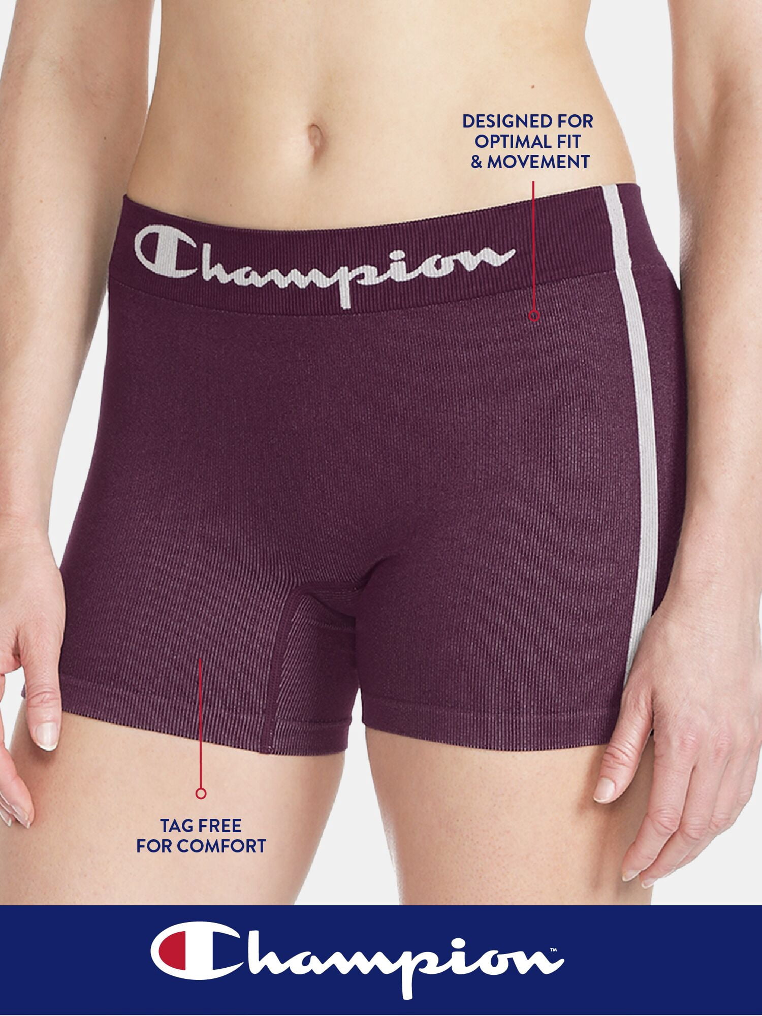Champion Women's Mid-Leg Boyshort Underwear, 3 pack, Sizes S - XXL