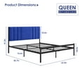 thumbnail image 4 of Litake Queen Bed Frame, Platform Bed Frame with Velvet Headboard, Heavy Duty Metal Bed Frame with 15 Strong Slats Support, Box Spring Optional, Easy Assembly, Blue, 4 of 8