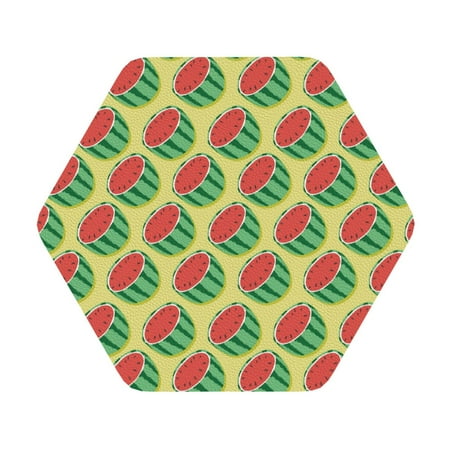 

Salouo Summer Watermelon Print Round Coaster Drink Coasters Leather Bar Beer Beverage Coasters for Drinks Set of 4 for Tabletop Protection Coffee Table Decor