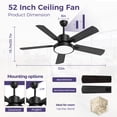 thumbnail image 2 of Skvevn Ceiling Fans with Lights and Remote, 52-inch Indoor/Outdoor Black Modern Fan with Quite Noiseless and Adjustable Light 6 Speed for Patio Living Room Bedroom, 2 of 7