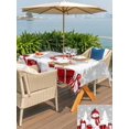 thumbnail image 4 of Outdoor Tablecloth with Umbrella Hole and Zipper, Grey Christmas Rectangle Table Cloth 60x84 Inch Waterproof Tablecloth, Snowman Gifts Xmas Tree Winter Snowflake Picnic Table Cover for Patio Camping, 4 of 7