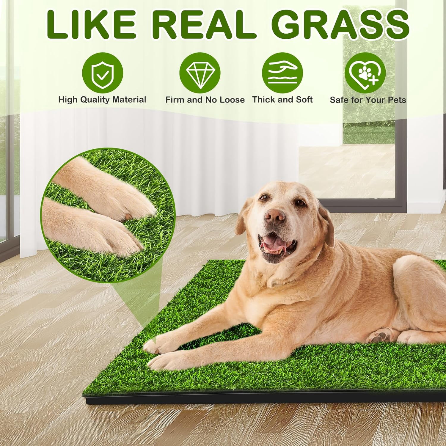 Dog Grass Pad with Tray, 23''X17'' Small Artificial Turf Grass Potty, Reusable Puppy Pee Pads for Dogs, Portable Dog Litter Box for Indoor/Outdoor Potty Training Toilet