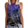 thumbnail image 1 of Prolriy Tops de verano para mujer 2024 Camisetas sin mangas para mujer Camisetas de verano Sin mangas Casual Suelto Estampado Túnica Blusas Camiseta sin mangas para mujer Tops para mujer Azul oscuro M, 1 of 4