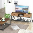thumbnail image 2 of Tribesigns TV Stand for TVs up to 65", 3-Tier TV Console Table with 2 Drawers and Storage, Entertainment Center, Steel Frame, for Living Room, Bedroom, 60 x15.74 x23.62in, Rustic Brown and Black, 2 of 7
