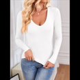 thumbnail image 4 of Camisas de Larga para Mujer, Moda de Otoño, Cuello en V, Básicas, Tops Cortos, Entallados, Y2K, Conjuntos, Ropa XL, 4 of 10
