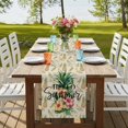thumbnail image 4 of Table Runners 70 Inches Long Dress Scarves, Pink Yellow Floral Farmhouse Coffee/Dining/Kitchen Table Decor, Holiday Table Runner, Green Summer Botanical Rustic 13x70 Inch, 4 of 9