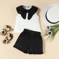 thumbnail image 5 of Bobifish Toddler Girls Outfit Sets Sleeveless Bowknot Vest Ruffle Hem Shorts Outfits Holiday Vacation Children Girls Sets, 5 of 8