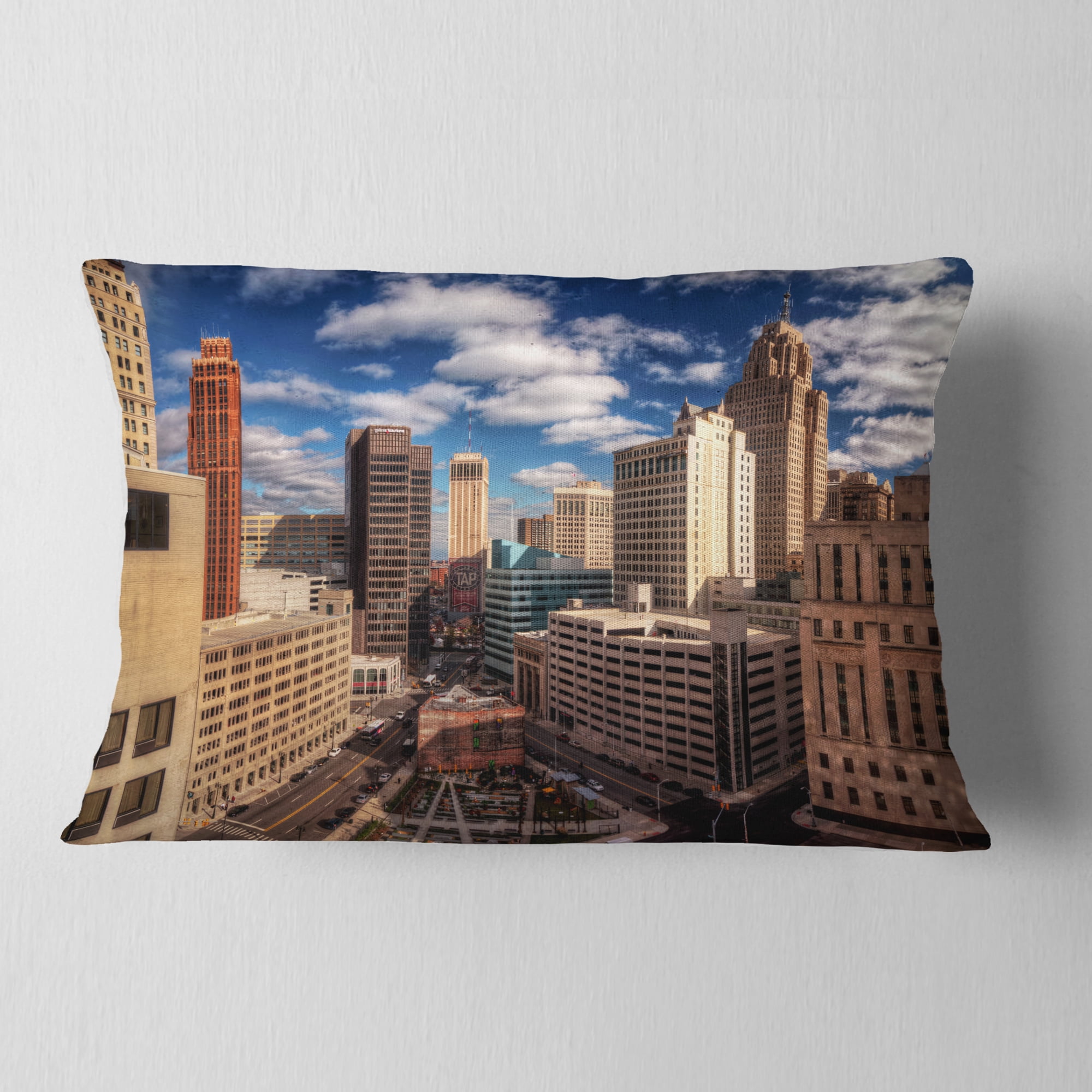 Designart Amazing Urban City With Skyline - Throw Pillow - 12x20