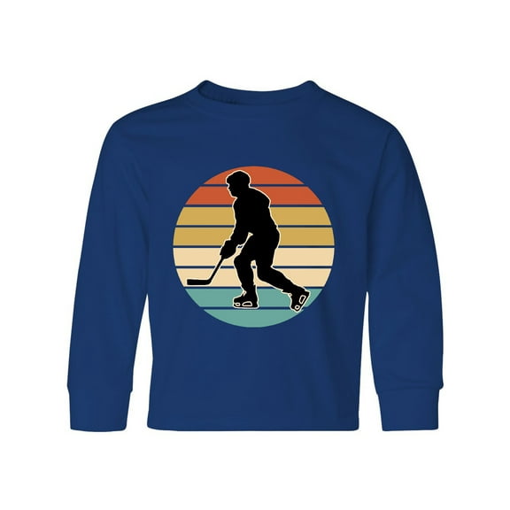 Inktastic Hockey Player Retro Sunset Long Sleeve Youth T-Shirt