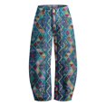 thumbnail image 5 of kaondbfi Women's Print Cropped Pants High Waist Button Fly Casual Loose () Fabric Baggy Trousers with Pockets for Summer, 5 of 6