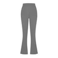 thumbnail image 6 of IDALL Yoga Pants Women Flare Pants for Women Women Stretchy Straight Dress Pants With Pockets Tall Petite Regular For Work Business Wide Leg Pants Woman High Waisted Pants Gray 2 M, 6 of 6