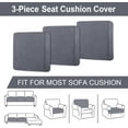 thumbnail image 4 of Couch Covers, 3 Pieces Couch Cushion Cover Velvet, Seat Cushion Cover, Stretch Sofa Covers, Separate Sectional Sofa Slipcovers, Furniture Protector(3-Seater or Backrest, Dark Grey), 4 of 6