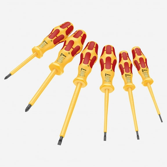 Wera 051576 Kraftform VDE Pozidriv/Slotted Screwdriver Set, 6 Pieces