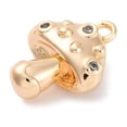 thumbnail image 2 of 10pcs Brass Micro Pave Cubic Zirconia Pendants Cadmium Free & Nickel Free & Lead Free Mushrooms Charms Real 18K golden Plated 13.5x10.5x5mm Hole: 1.2mm, 2 of 3