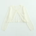 thumbnail image 2 of XXWXYD Girls Cropped Cardigan Sweater Long Sleeve Knit Unifor𝗆 Casual Open Front Kids Layering Piece, 2 of 9