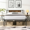 thumbnail image 2 of Gewnee King Size Metal Platform Bed (Black) w/Wood Panel Headboard - 550LBS Limit, 10.8" Underbed Storage - Suitable for Master/Guest Bedroom, 2 of 10