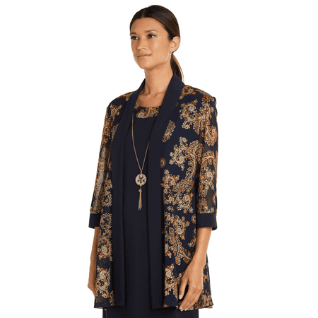 R&M Richards Women's Two-Piece Printed Jacket and Dress Set - Petite