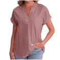 thumbnail image 2 of Purple Women's Short Sleeve T-shirt, Women'S Fashion Casual V Neck Button Down Short Sleeve Top T Shirt,Women's Short sleeve T-shirt XL, 2 of 7