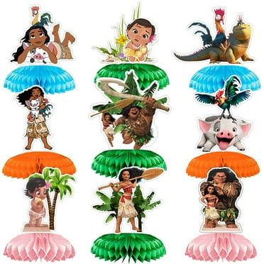 9Pcs Moana Cartoon Theme 3D Double Side Honeycomb Centerpieces Table Toppers,Cartoon Birthday Party Decorations Supplies for kids.