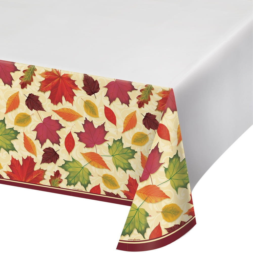 Fall Leaves Plastic Tablecloth, 3 Count