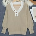 thumbnail image 5 of Bibifish Womens Sweaters Soft Oversized Tunic Knit Pullover Sweaters With Botton Design Long Sleeve V Neck Casual Workout Sweater Tops, 5 of 8