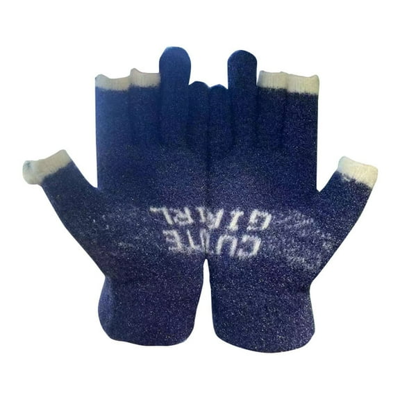 Otqutp Teen Girls Breathable Gloves for Outdoor Winter Gloves for Women Men Thermal Knit Elastic Soft Warm TouchScreen Friendly Glove for Cold Weather(Navy,One Size)