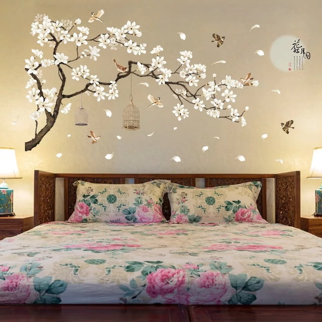 Vinil Decorativo Interiores Árbol Cerezo Blanco Jaulas H&JESS Vinil decorativo