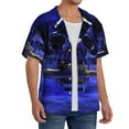 thumbnail image 4 of Gaeub Steel Skull Men's Lapel Short Sleeve Shirt, Relaxed Fit Shirt, Soft and Breathable for Outdoors Party Travel - Large, 4 of 7
