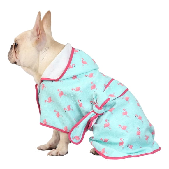 HDE Peignoir pour Chien Super Absorbant Séchage Rapide Serviette Enveloppante Réglable avec Capuche pour Chien Tailles P-TTG