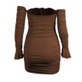 thumbnail image 6 of Tiqkatyck Dresses for Women Date Night, Women's Long Sleeve Wrap Chest Dress with Pleated Front Strap Flared Sleeve Bodycon Dress, Summer Dresses for Women 2024 Coffee, 6 of 7