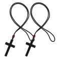 thumbnail image 4 of Vintage Wooden Cross Pendant for Car Hanging 2Pcs Religious Rearview Mirror Charm, 4 of 5