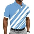 thumbnail image 2 of Fnnxeal Men's Light Blue M Polo Shirt - Quick Dry Moisture Wicking - Stretch Golf Casual Wear - Striped Classic Collar Athleisure Polyester Spandex, 2 of 5