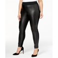thumbnail image 1 of INC Leggings casuales con frente de cuero sintético para mujer, negro, 22W, 1 of 2