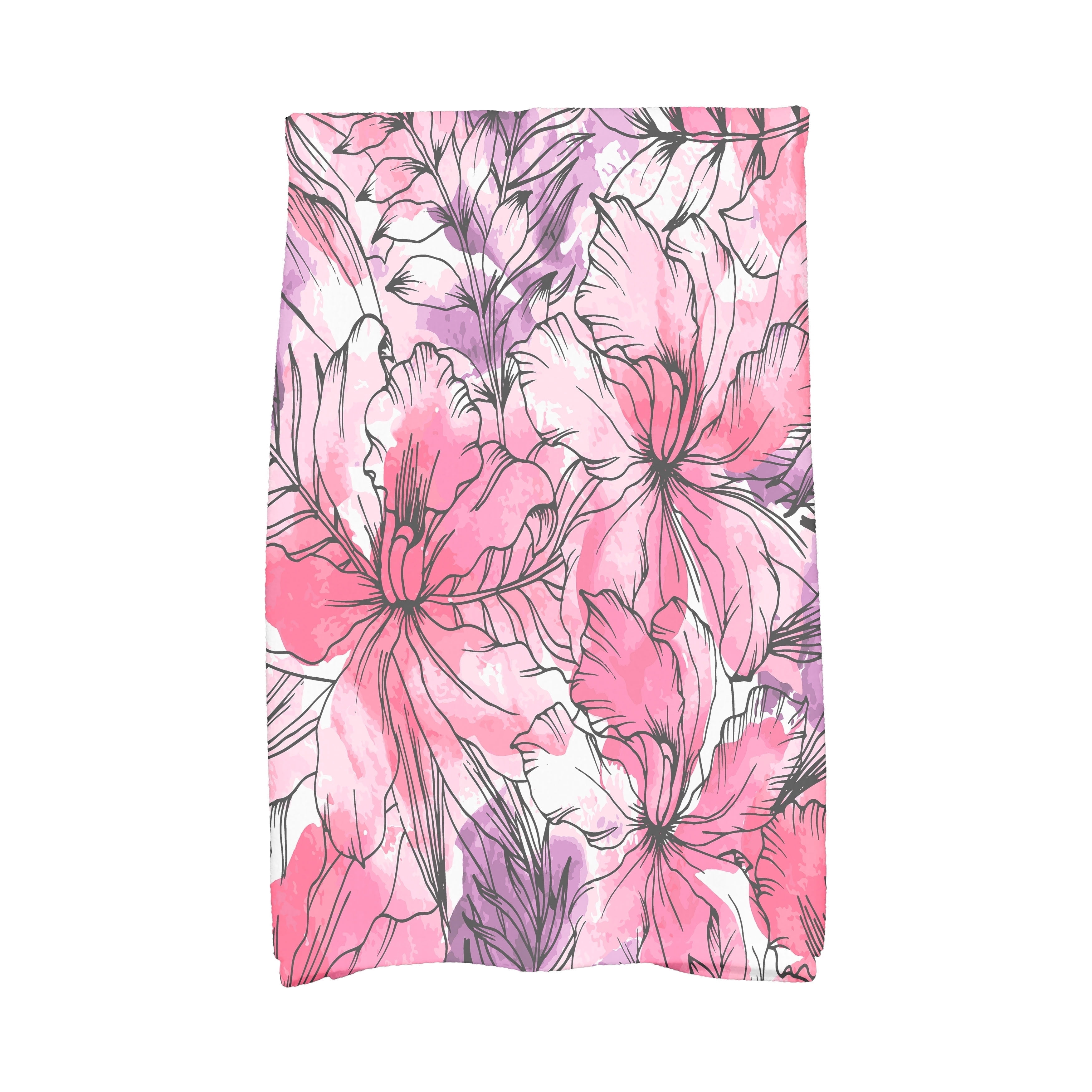 Simply Daisy, 16 x 25 Inch, Zentangle, Floral Print Kitchen Towel, Teal