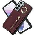 thumbnail image 3 of Samsung Galaxy S21 5G Case with Card Holder for Women, Galaxy S21 5G Phone Case Wallet with Strap Credit Card Slots Crossbody with Kickstand Zipper Shockproof Case for S21 5G - Red Wine, 3 of 9