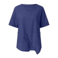 thumbnail image 4 of KBZDBZC Tshirts Shirts for Women Summer Womens Short Sleeve Vintage V Neck Plus Size Top T Shirt Blouse Top T Shirts Casual Tunic Tee Blouse Womens Tops (Dark Blue,XXXXL), 4 of 5