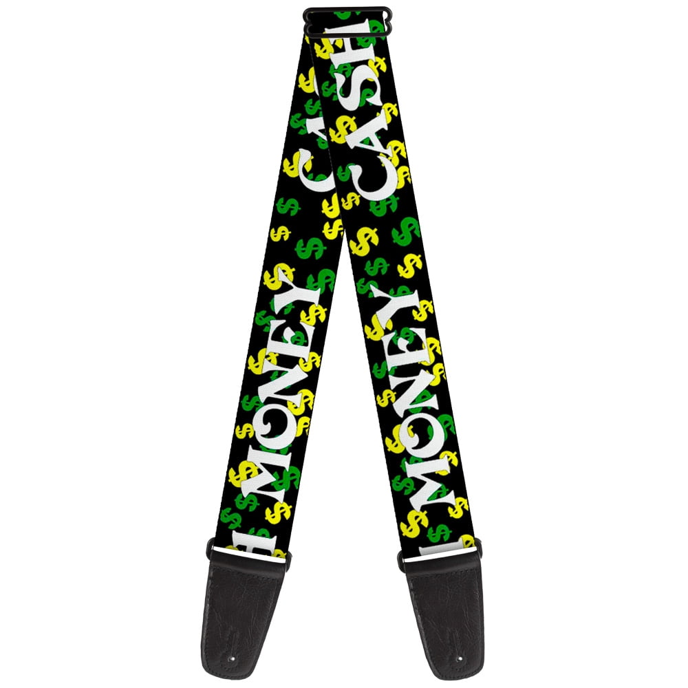 Buckle-Down Guitar Strap, Cash Money Dollar Black White Yellow Green, 2 Inches Wide