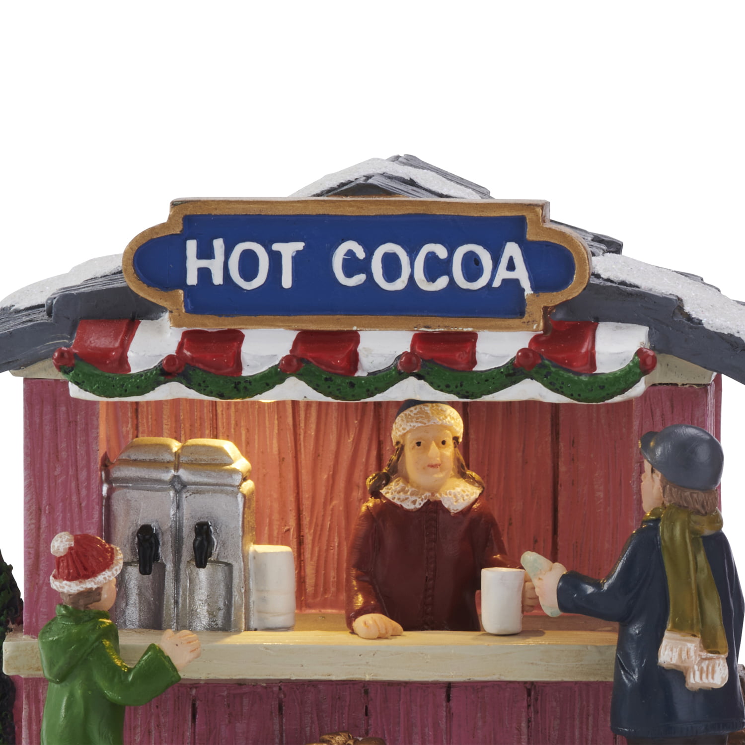 Holiday Time 3.9H Christmas Village Food Stand Street Vendor, Hot Cocoa  Stand with LED Lights - Battery Operated (not included) (3.9H x 4.5W x  3D) 