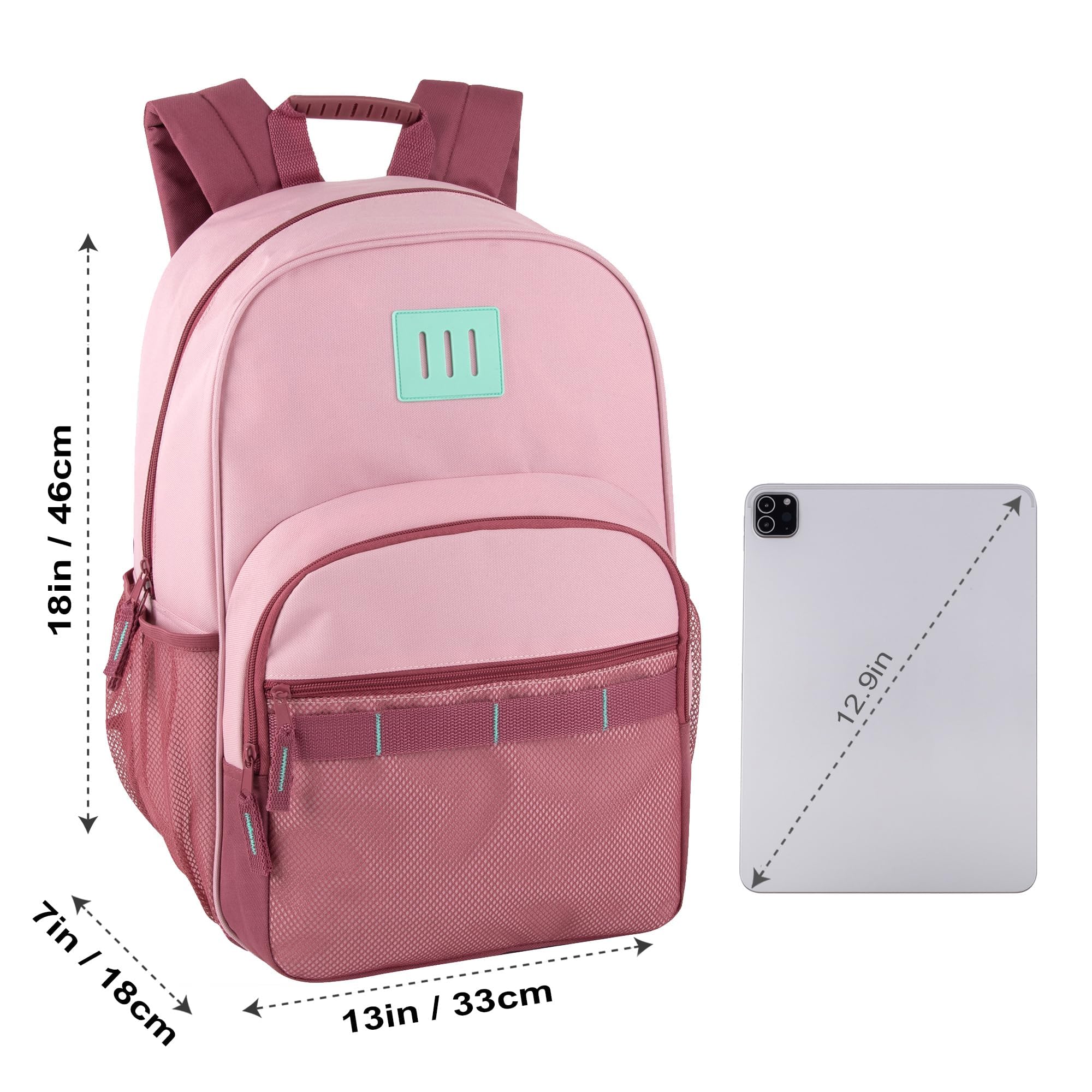 12 Pack of Multi Mesh Pocket Backpacks Containing 45 Piece Stationary Supply Kits with Pens, Pencils, Erasers, Notebooks and More in Pastel Colors Pack